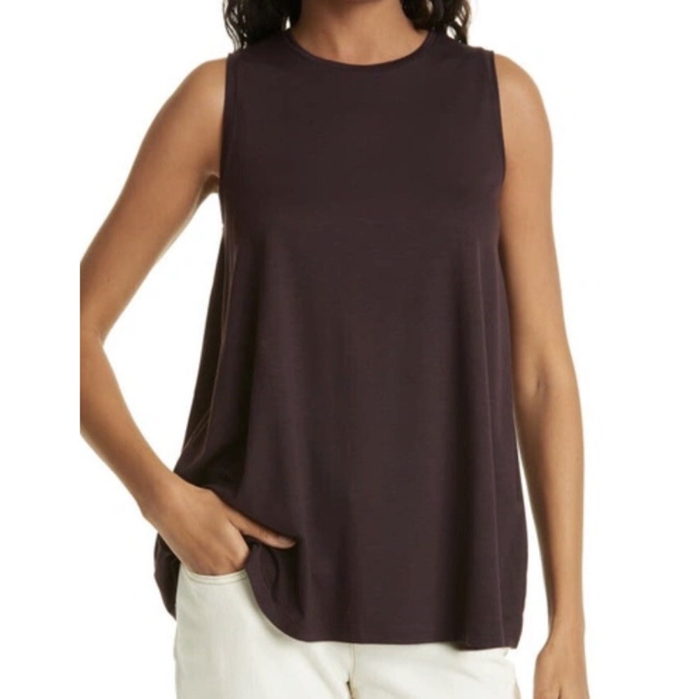 Eileen Fisher XS Dark Plum Tencel Lyocell Stretch Sleeveless Tank Top layering